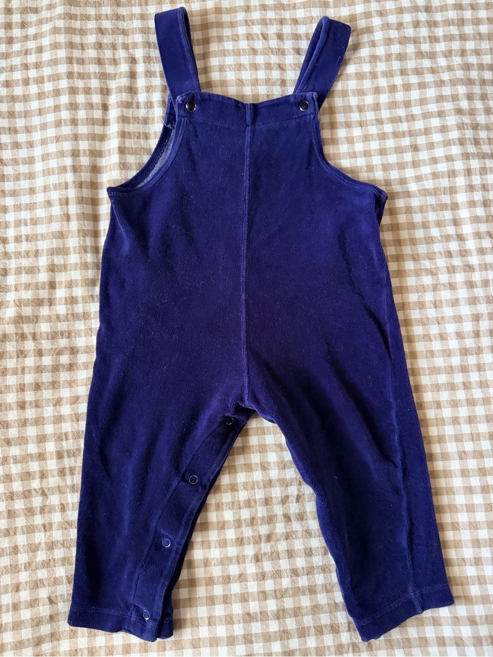 Vintage 90s Y2K Terrycloth Kids Deep Navy One-Piece Overalls